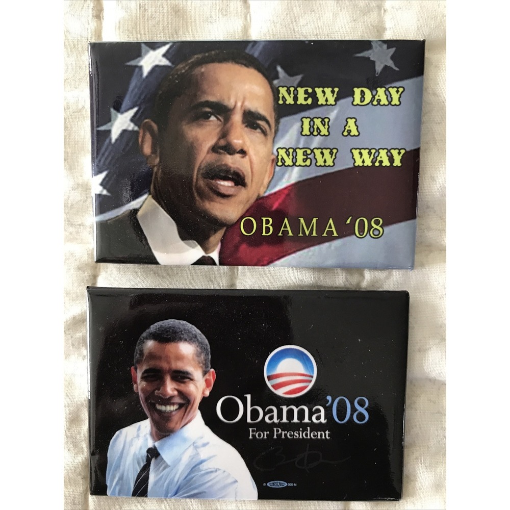 Political Pin Pinback Buttons Set of 3 Obama '08 Change Coming 2" x 3"